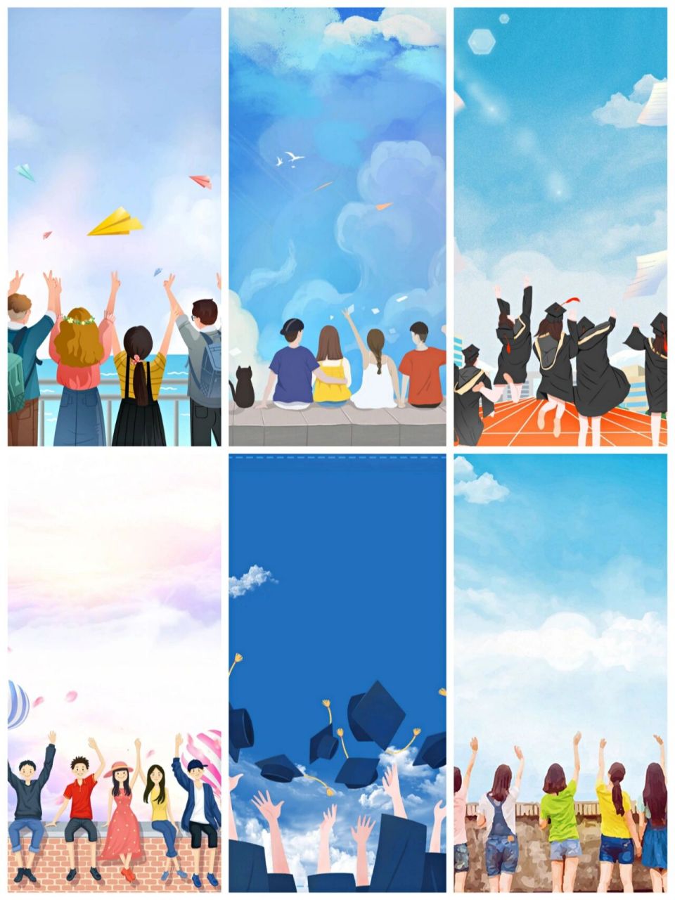 创意手绘插画毕业季海报背景素材75青春毕业 95又到了一年一度的