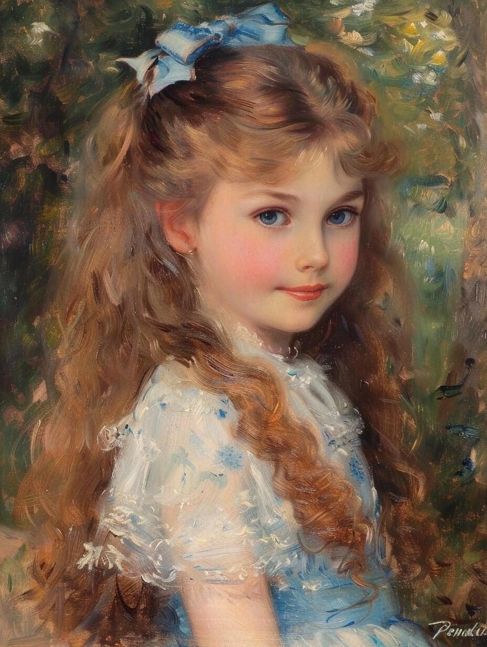 ai油画|棕色头发的小姑娘