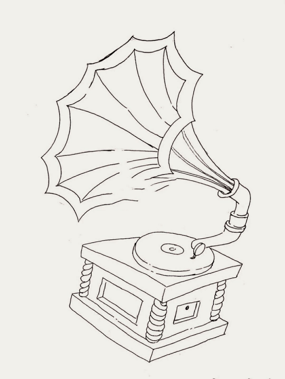创意素描联想绘画～《音乐90留声机》 留声机是一种用来放送唱片