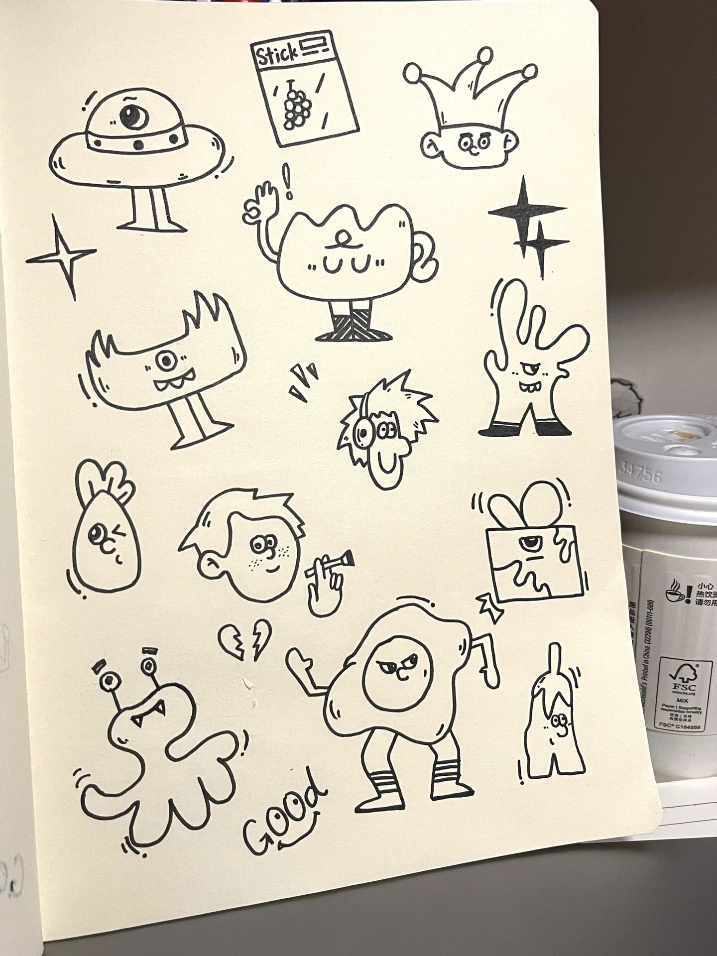 可爱贴纸简笔画