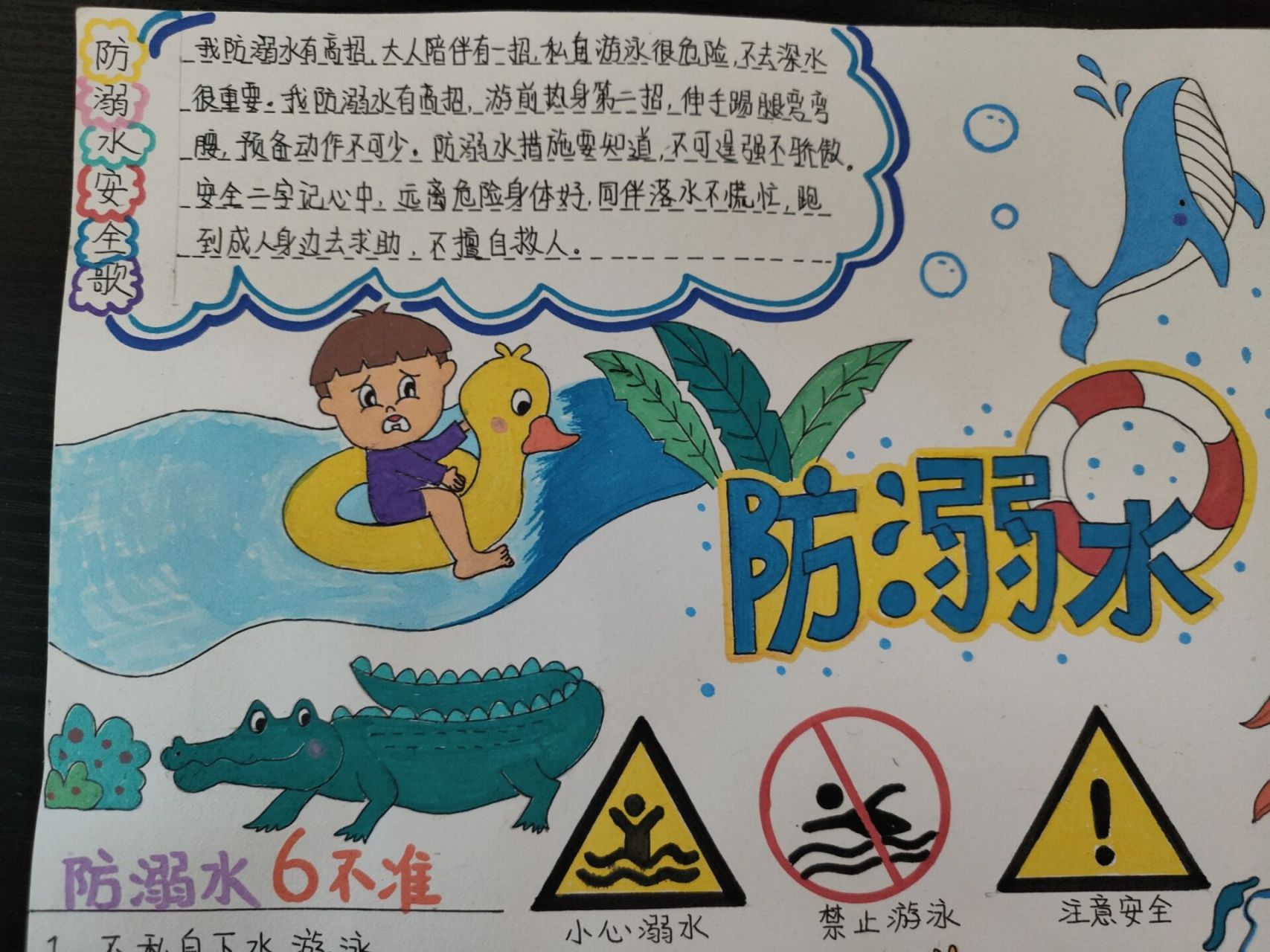 防溺水手抄报   防溺水安全记心间