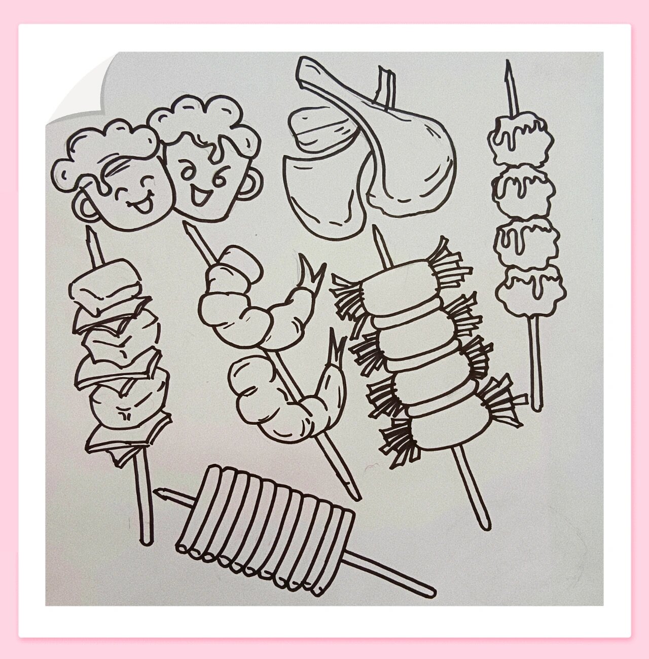 创意儿童画《东北烧烤》