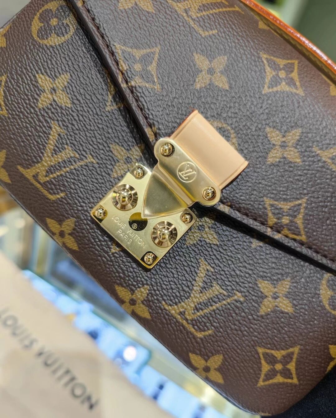 monogram帆布老花邮差链条包单肩斜挎手提包 lv老花邮差包小号我是真