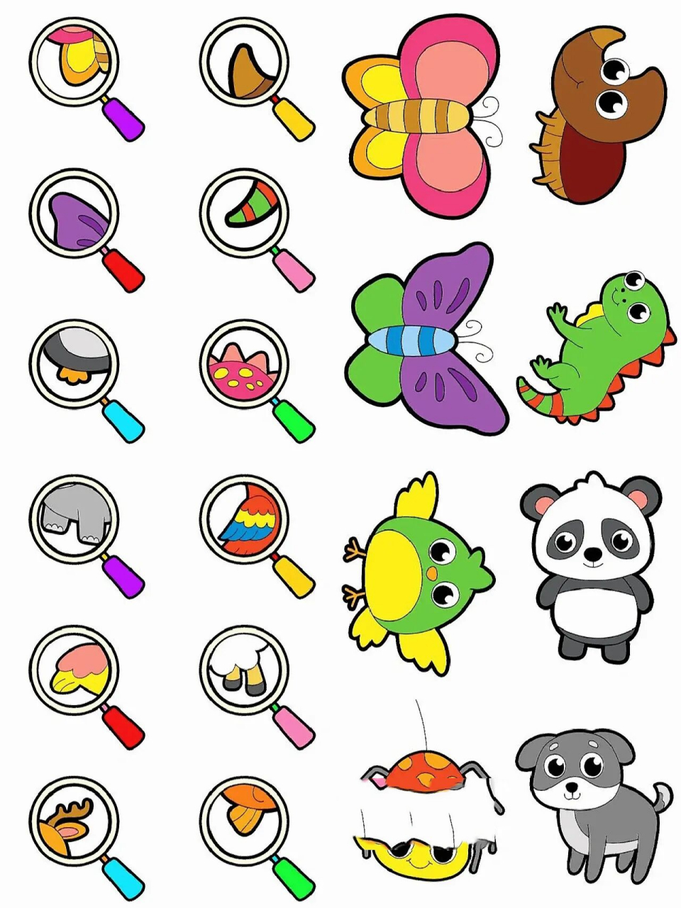 幼儿园自然益智区动物放大镜自制玩教具素材 幼儿园自然益智区动物