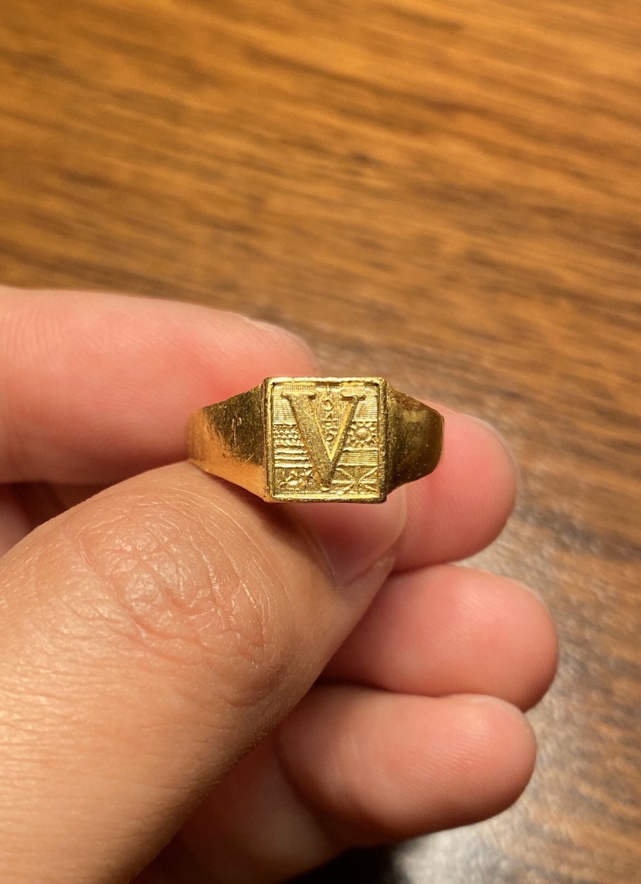 晚清民国时期抗战胜利四国国旗老金戒指 晚清民国时期抗战胜利四国