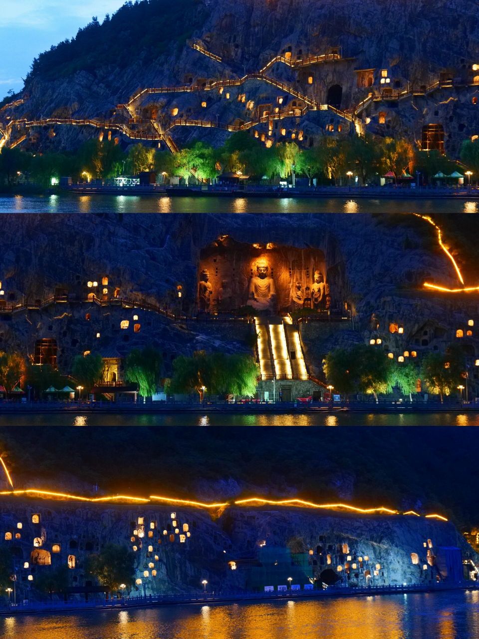 2023年7月14日龙门石窟夜景 龙门等灯人～～三个小时的等待,值了 松下