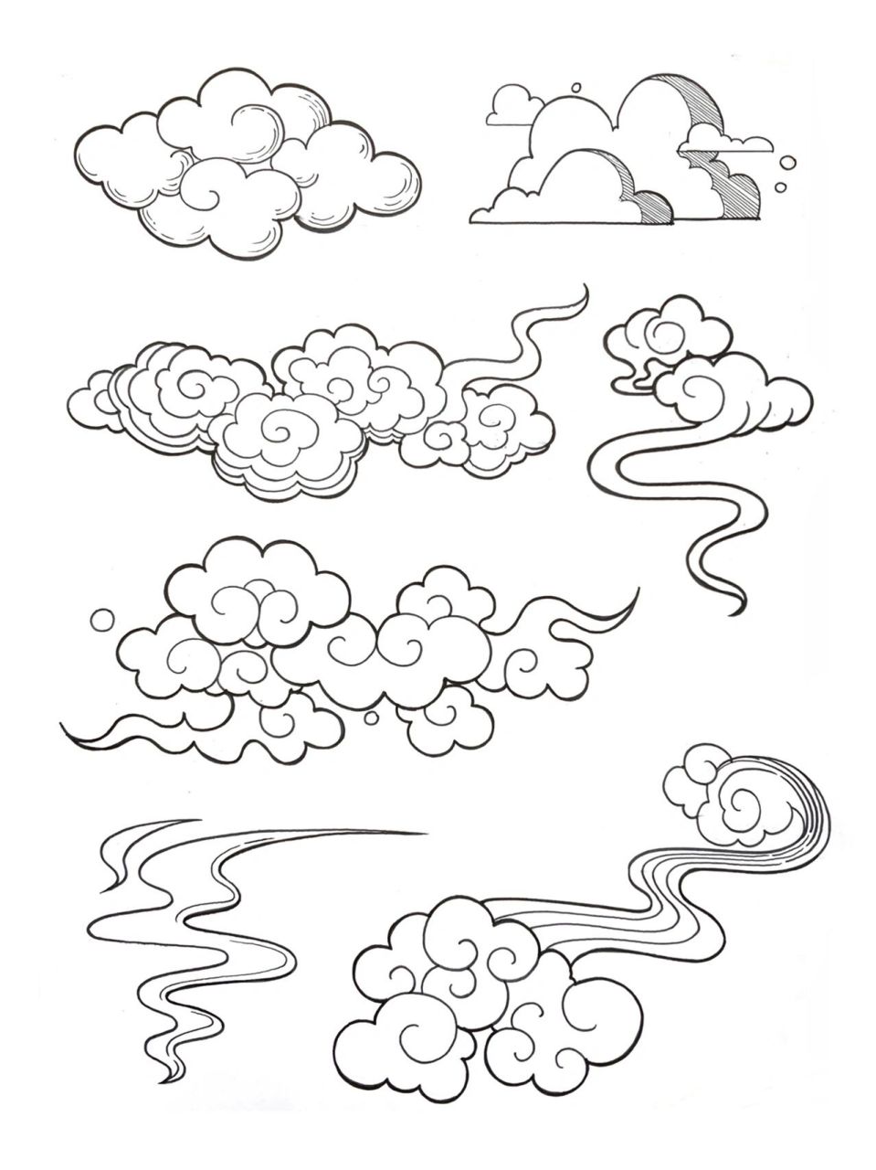祥云画法|马克笔手绘|云朵素材大全