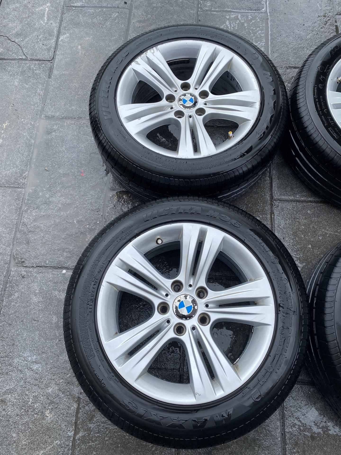 老款宝马五系原装轮毂置换 轮胎采用玛吉斯225/55r17