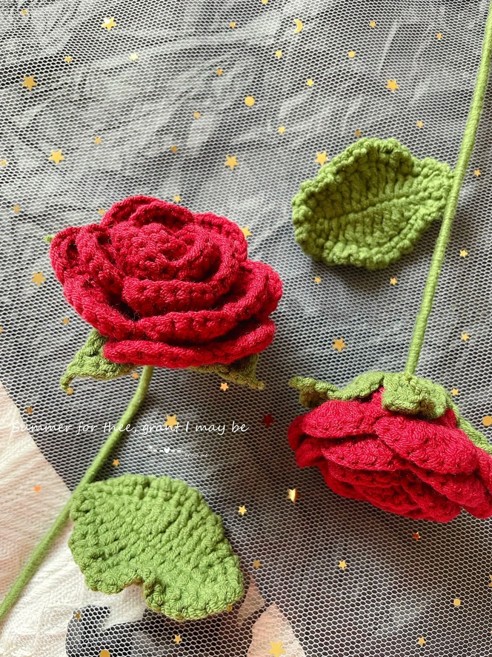 手工钩针编织玫瑰花花束	丨附图解 最近都在忙着做各种花花9696