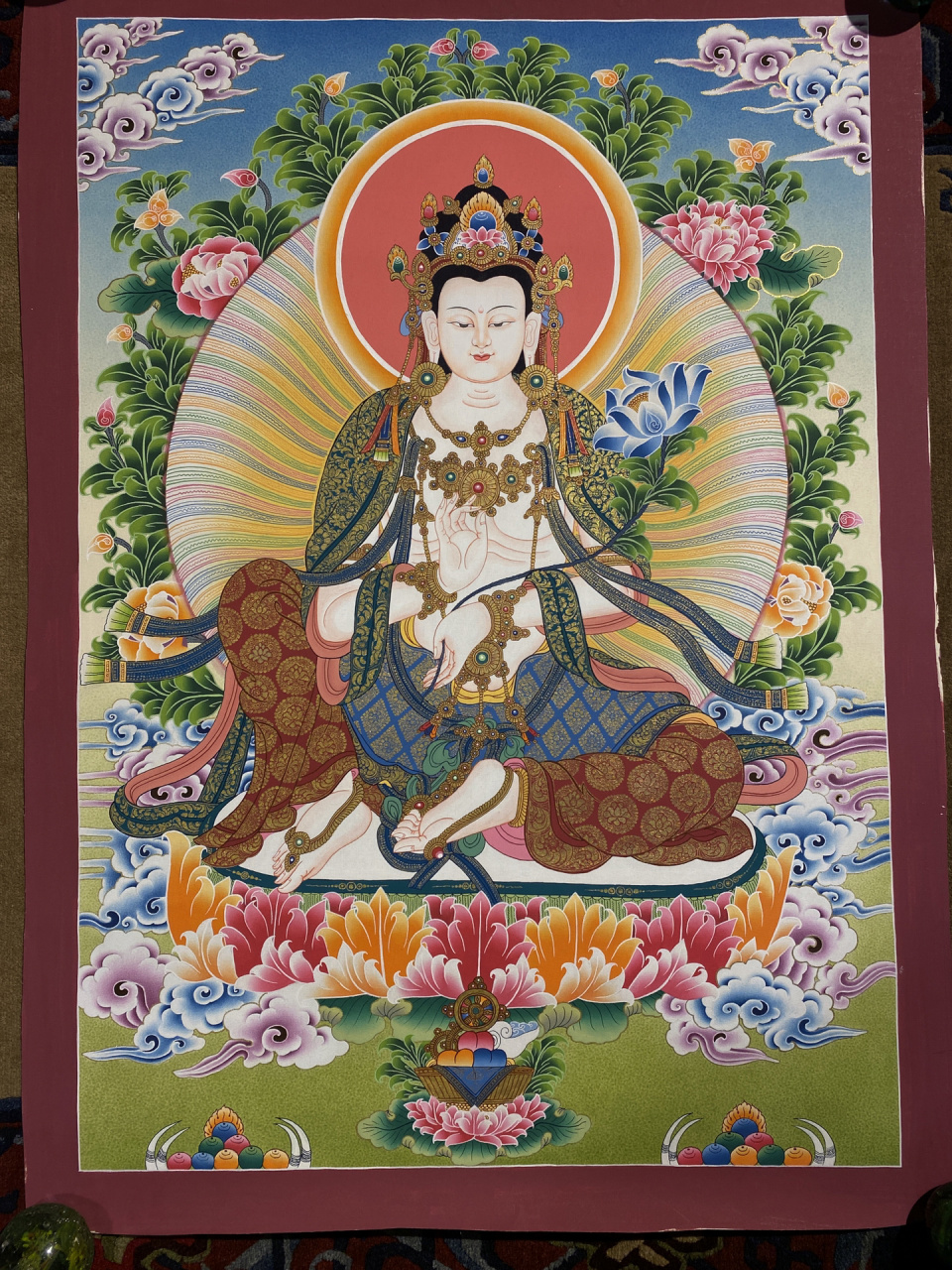 尼泊尔手绘唐卡之虚空藏菩萨 尼泊尔手绘唐卡艺术!