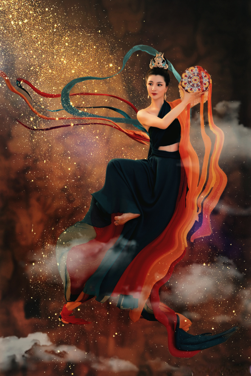 一直很喜欢飞天的那种灵动的祥和与喜乐,借此祝大家双节快乐,吉祥如意