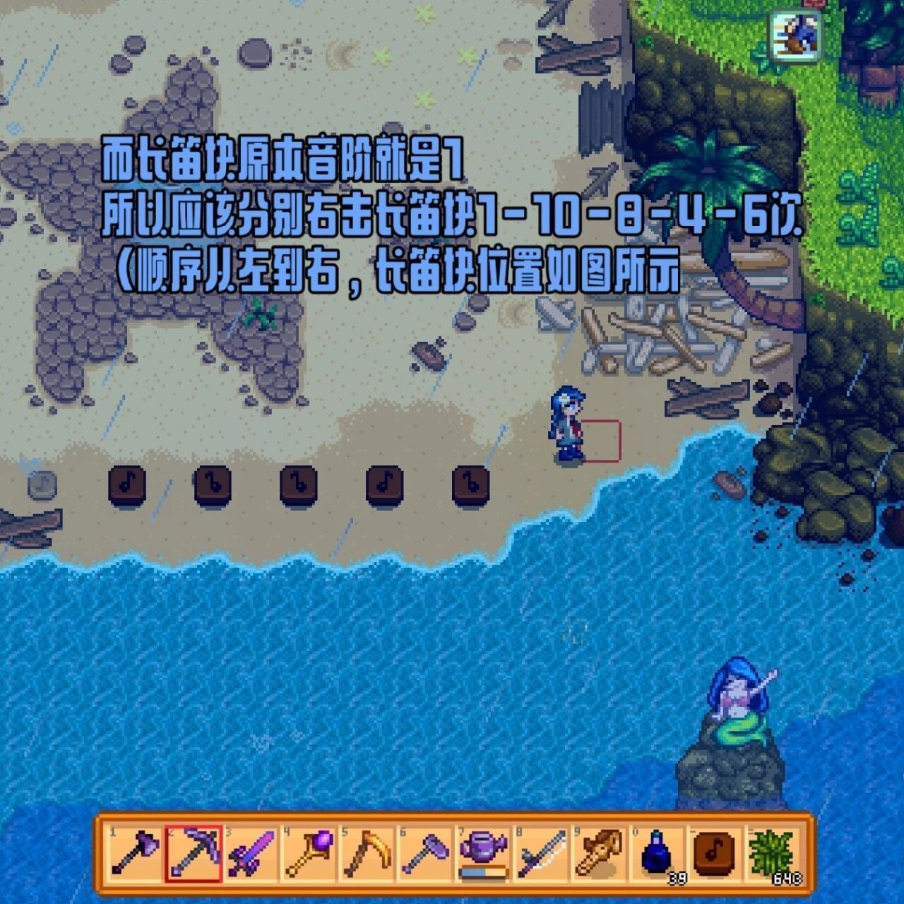 星露谷〕姜岛美人鱼解谜  内含7个金核桃 99在花二十个金核桃修好