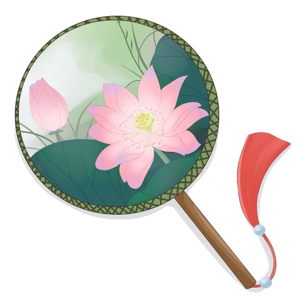 分享一组古风典雅荷花团扇素材,7878 团扇上淡雅的荷花充满着
