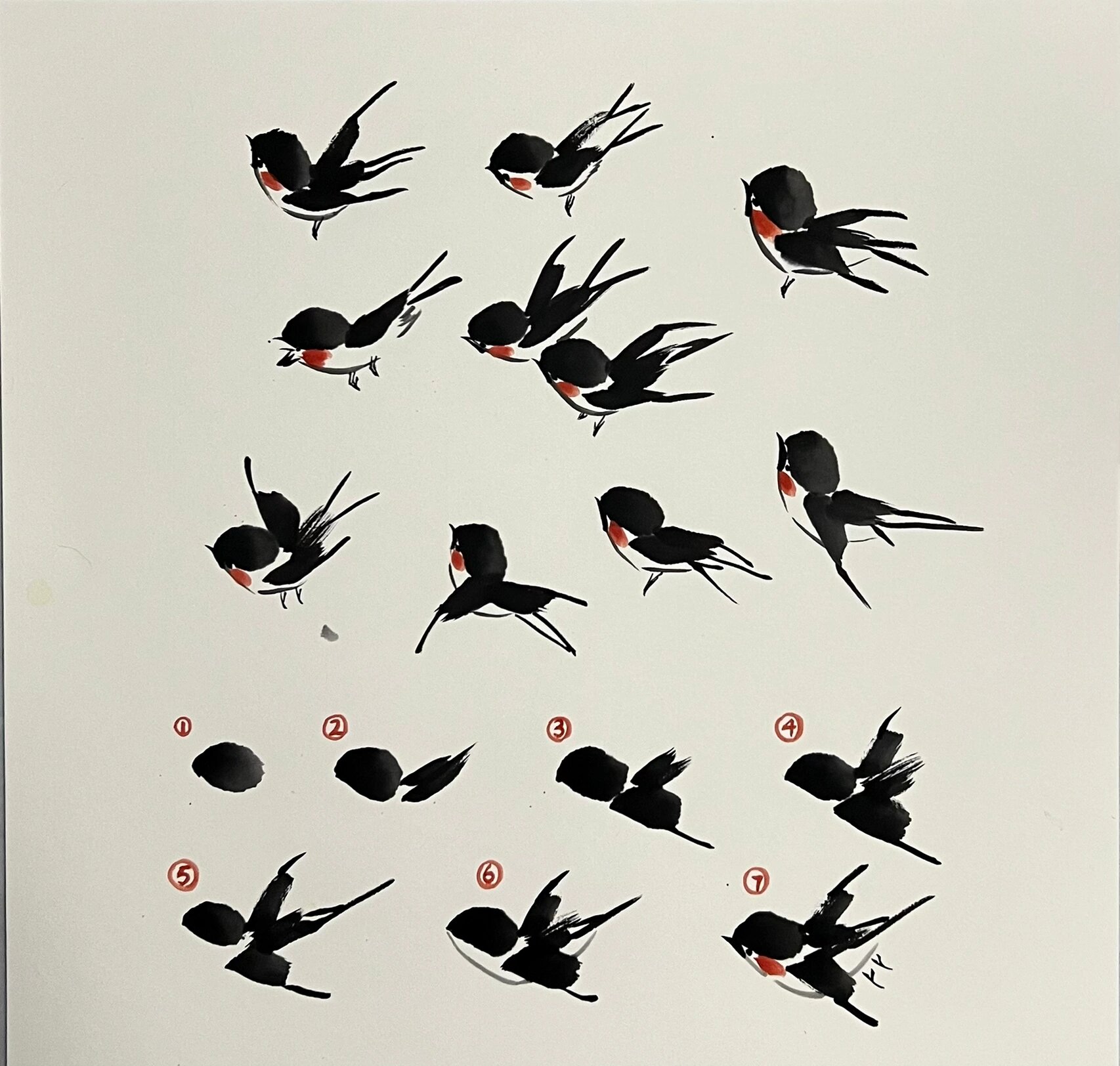 国画燕子动态参考