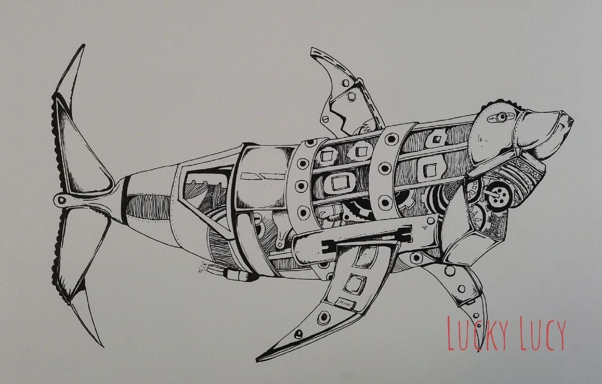 儿童创意美术——《机械鱼》 蒸汽朋克风