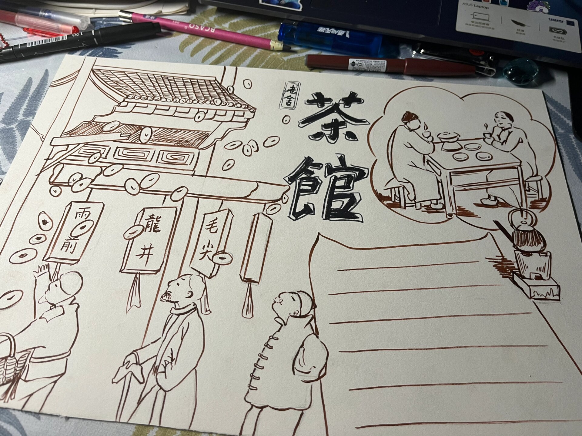 《茶馆》老舍 手抄报