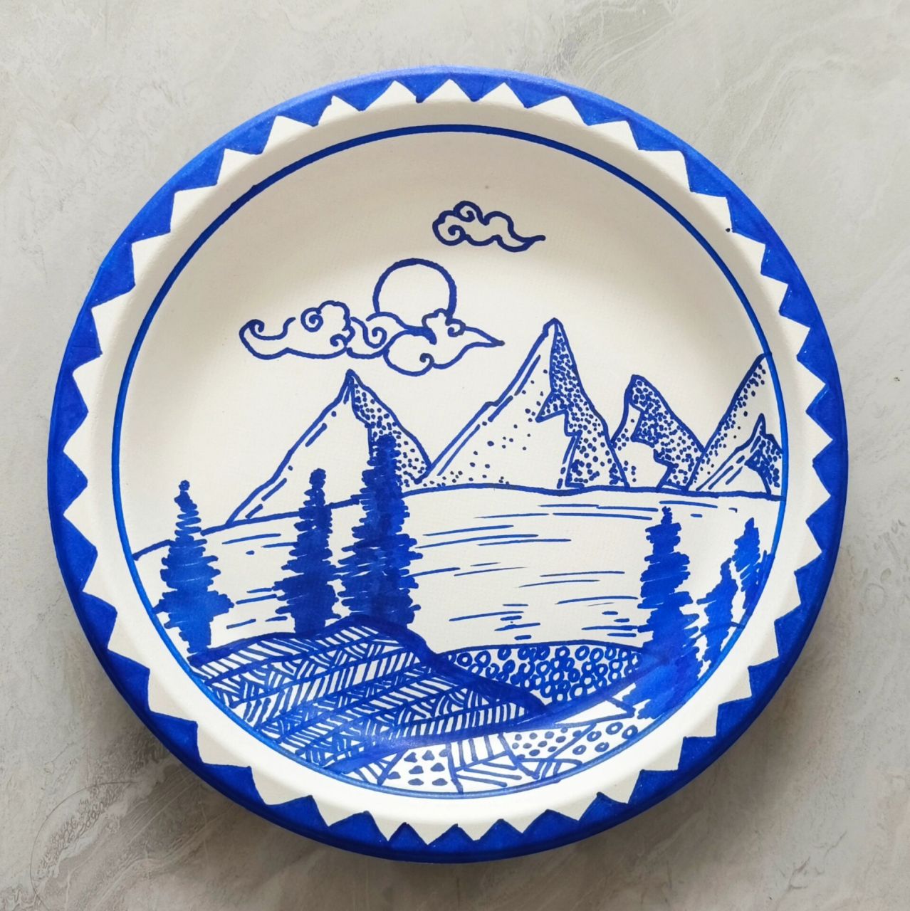 纸盘画——青花瓷元素·基础版