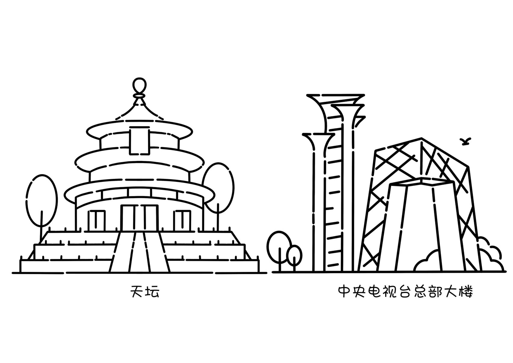 合肥标志性建筑简笔画图片