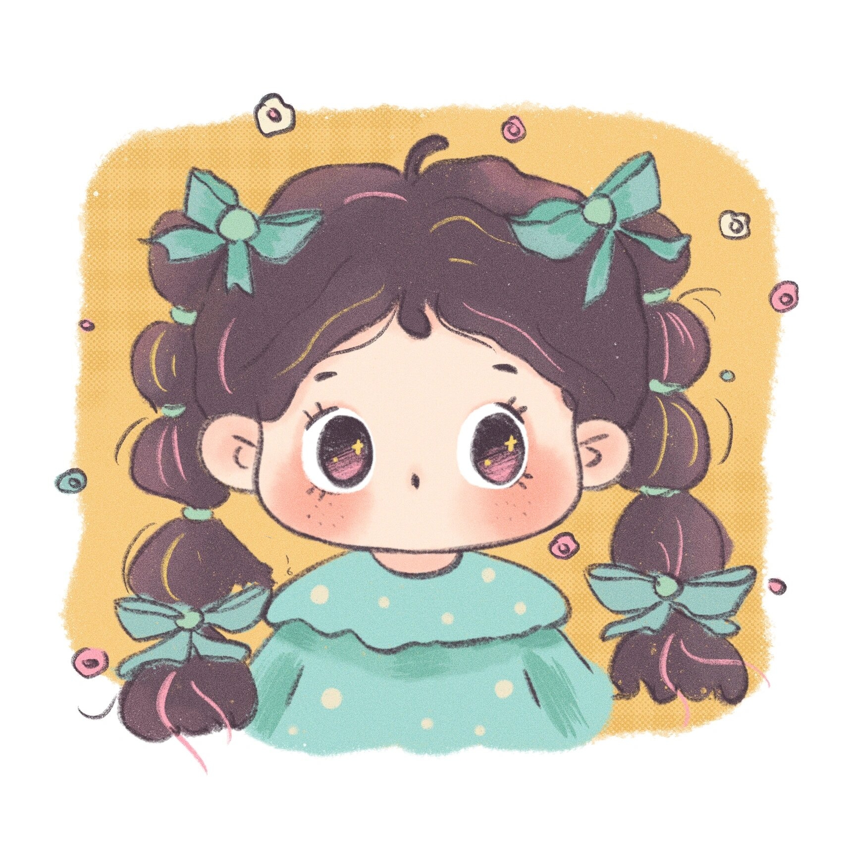 可爱卡通女生头像九宫格 终于能发合集啦!