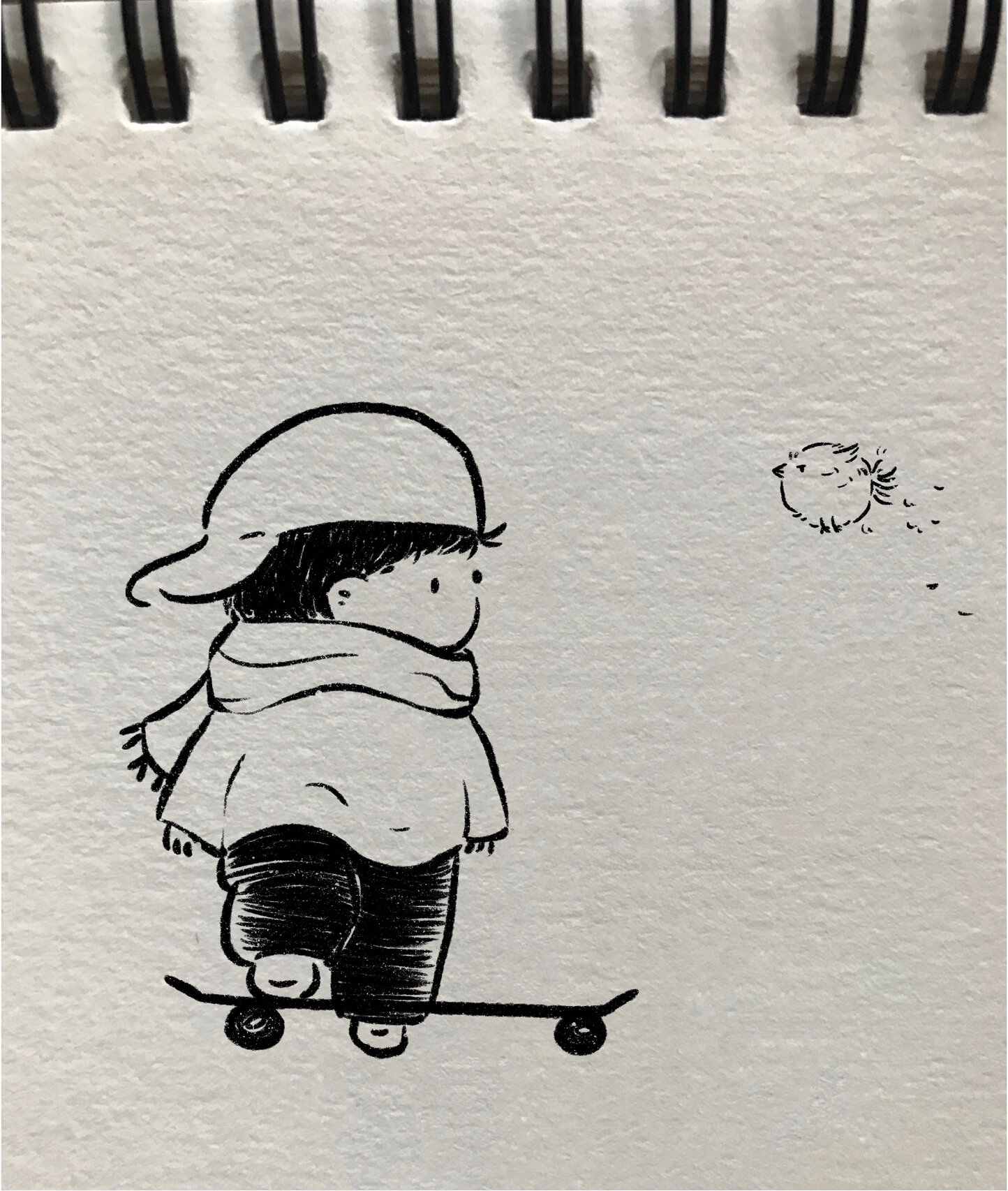 超可爱简笔画—-滑板酷boy05