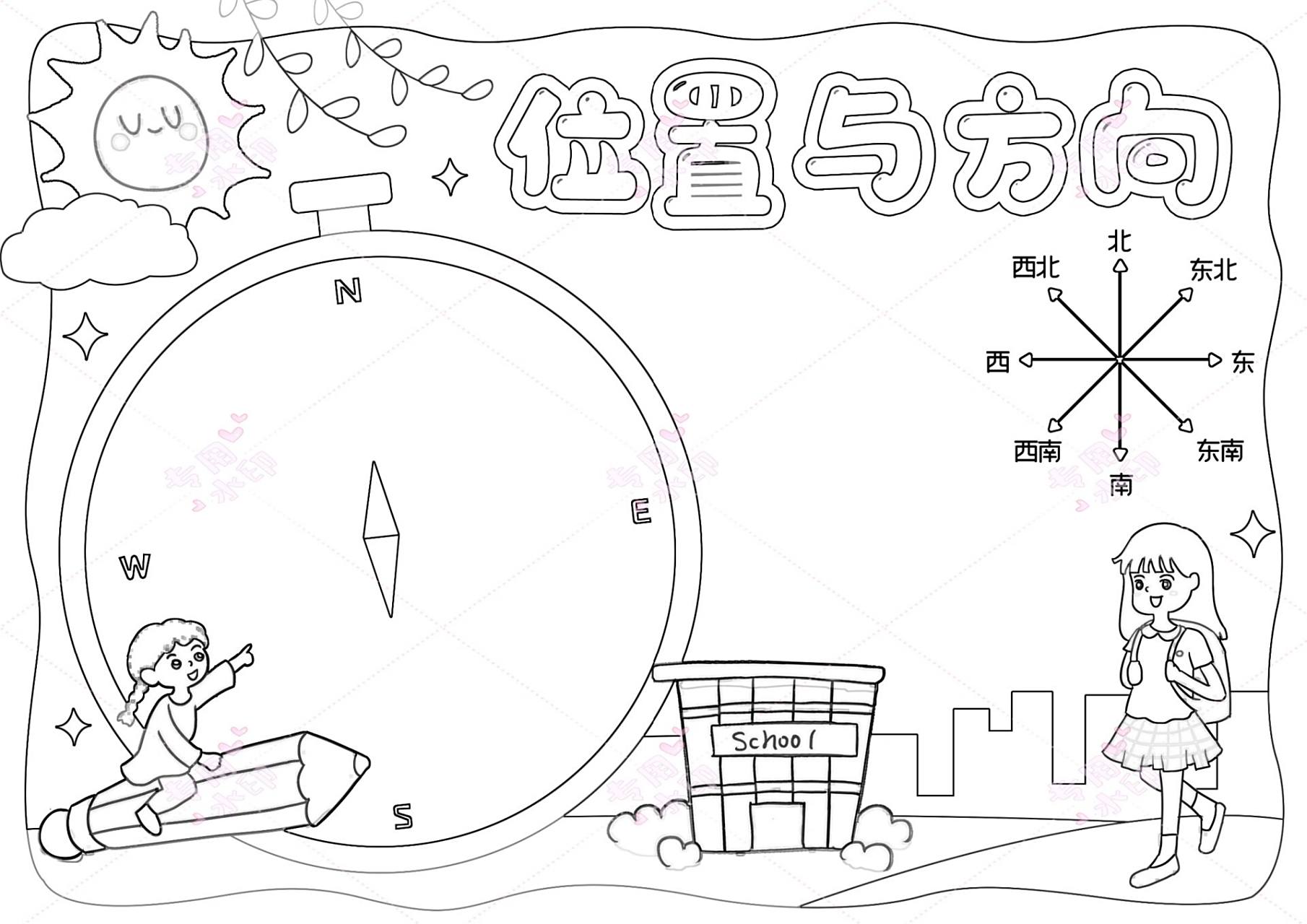 数学小报位置与方向手抄报数学报电子小报