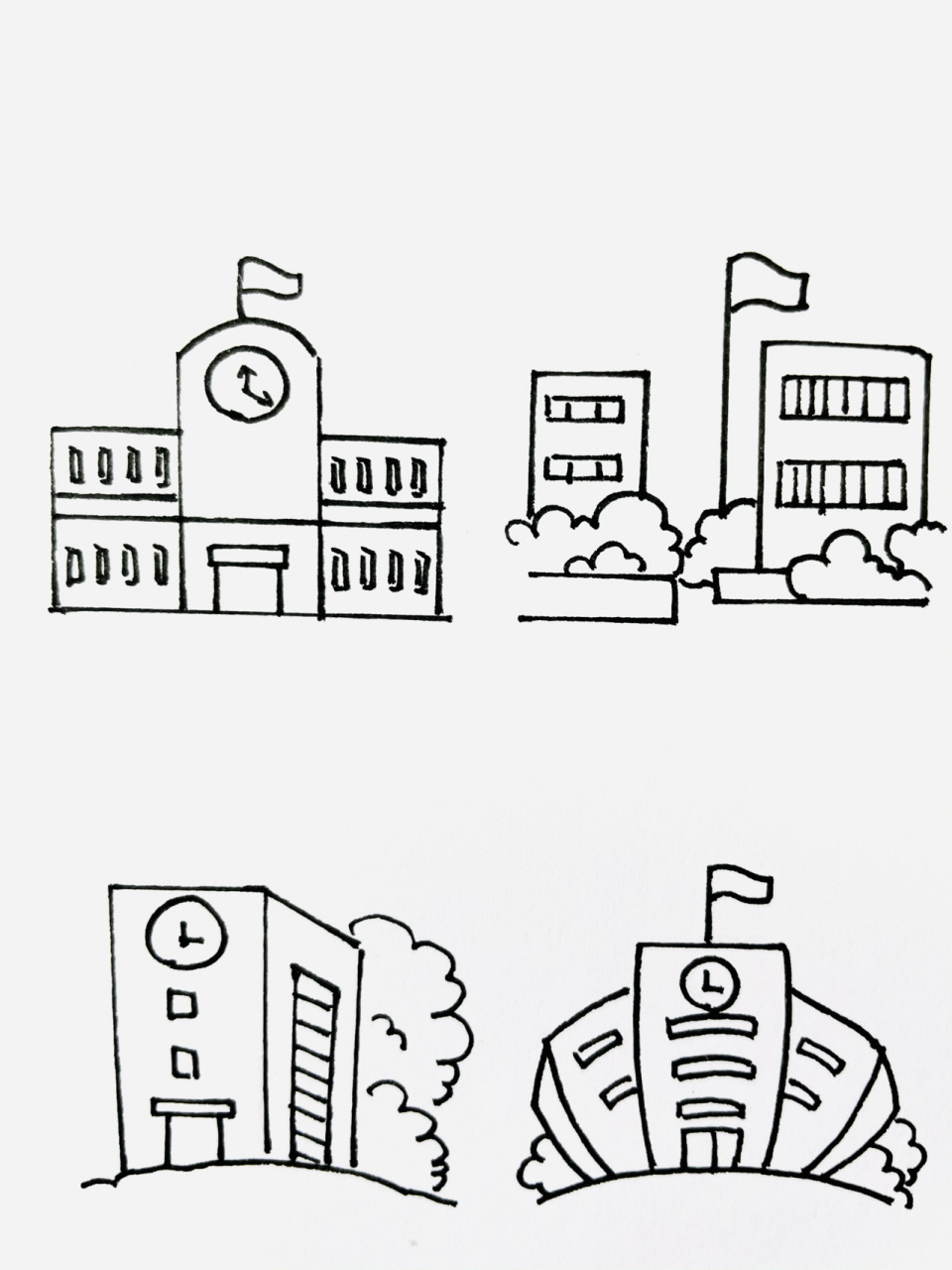 【简笔画】学校93 分享一组建筑类简笔画—学校 还喜欢什么,留言给