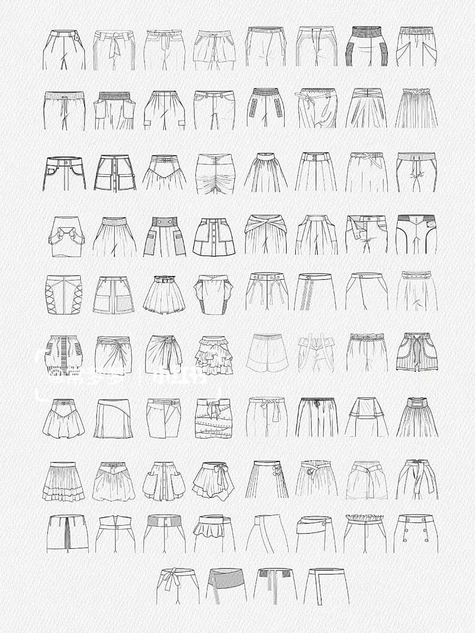 服装设计 | 手绘 | 76款腰头款式设计分享 工