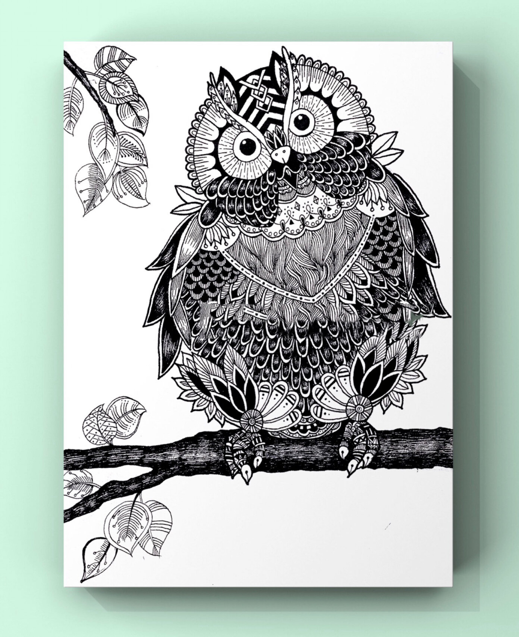 【黑白线描装饰画】-"猫头鹰"(附过程图) 努力成为一个很哇塞的女子
