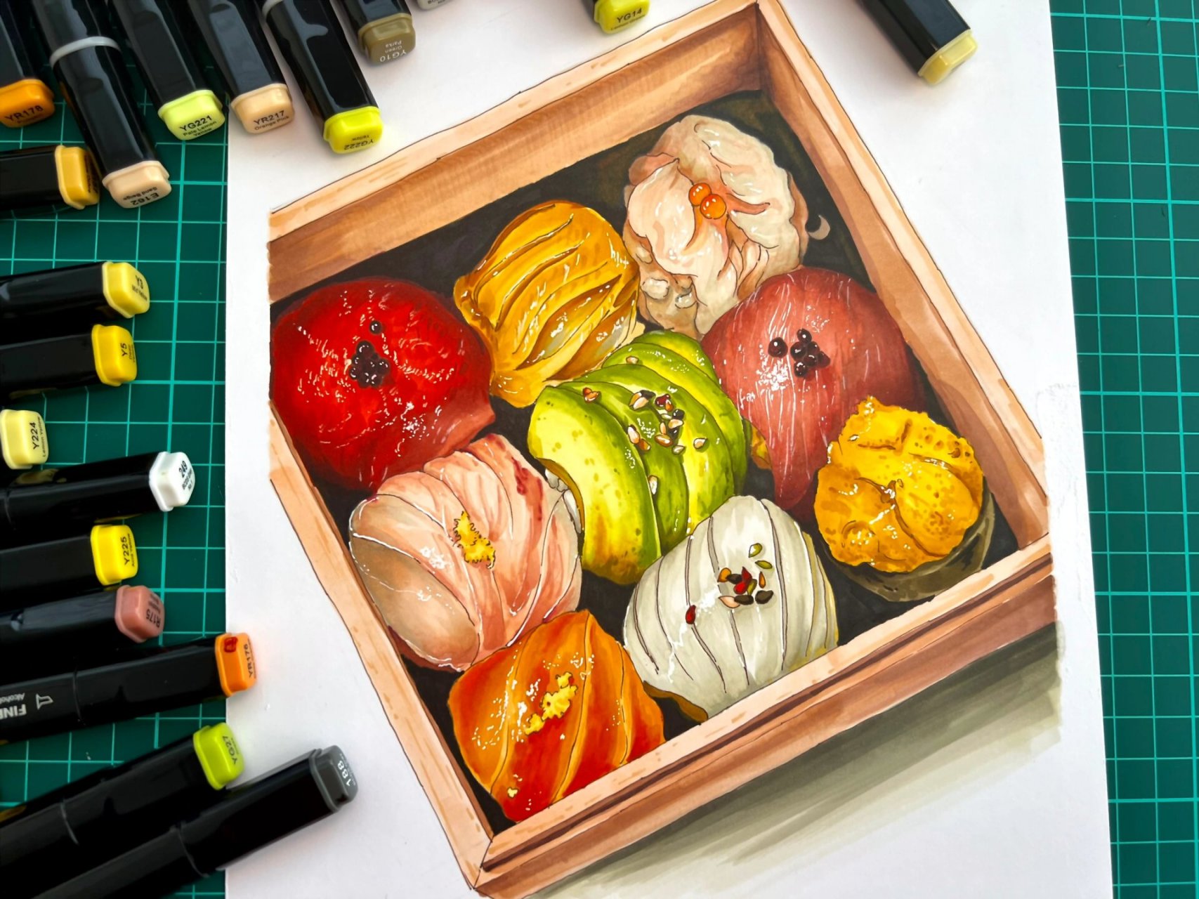 马克笔绘画美食 马克笔