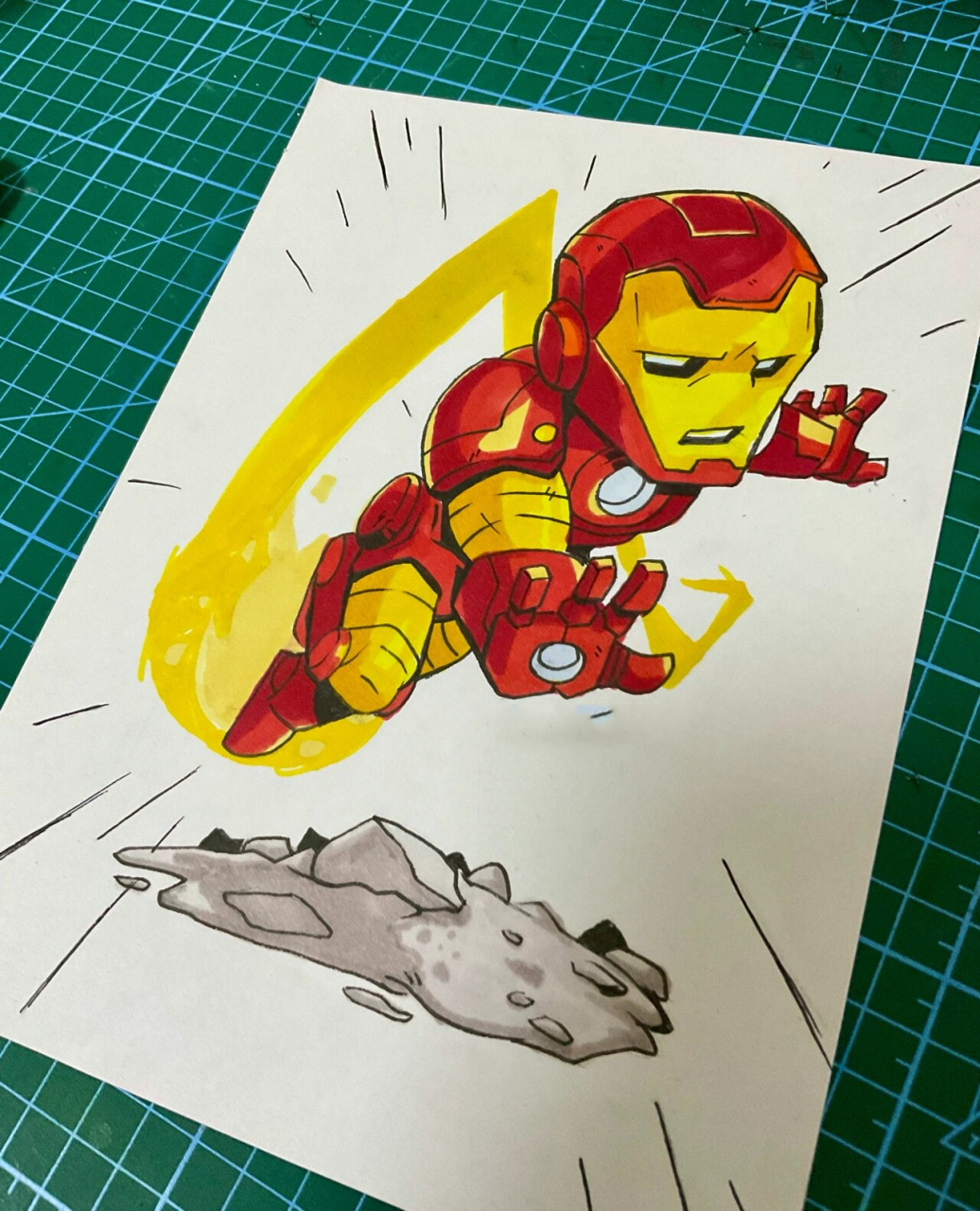 钢铁侠 马克笔儿童画动漫教程 线稿77色号 q版钢铁侠教程 马克笔