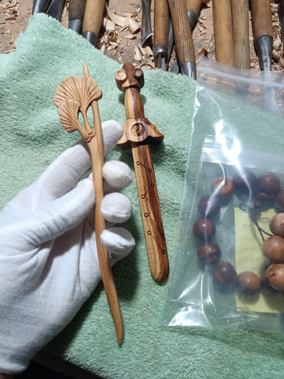 手工制作桃木剑 18公分雷击桃木剑,雷击桃木手串,桃木发簪(三生三世)