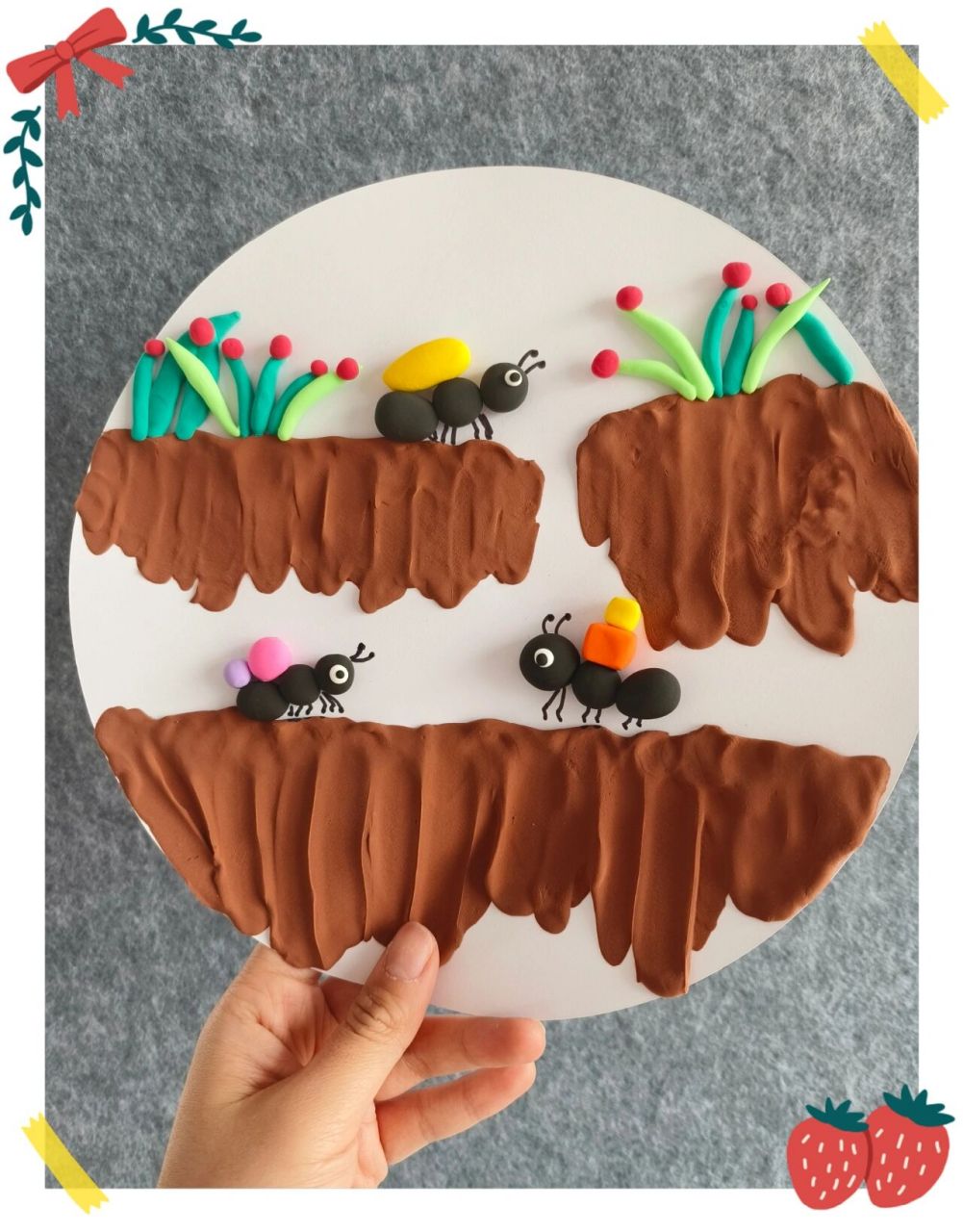 少儿创意粘土手工画—蚂蚁搬家 超级可爱有意思的粘土手工画—蚂蚁