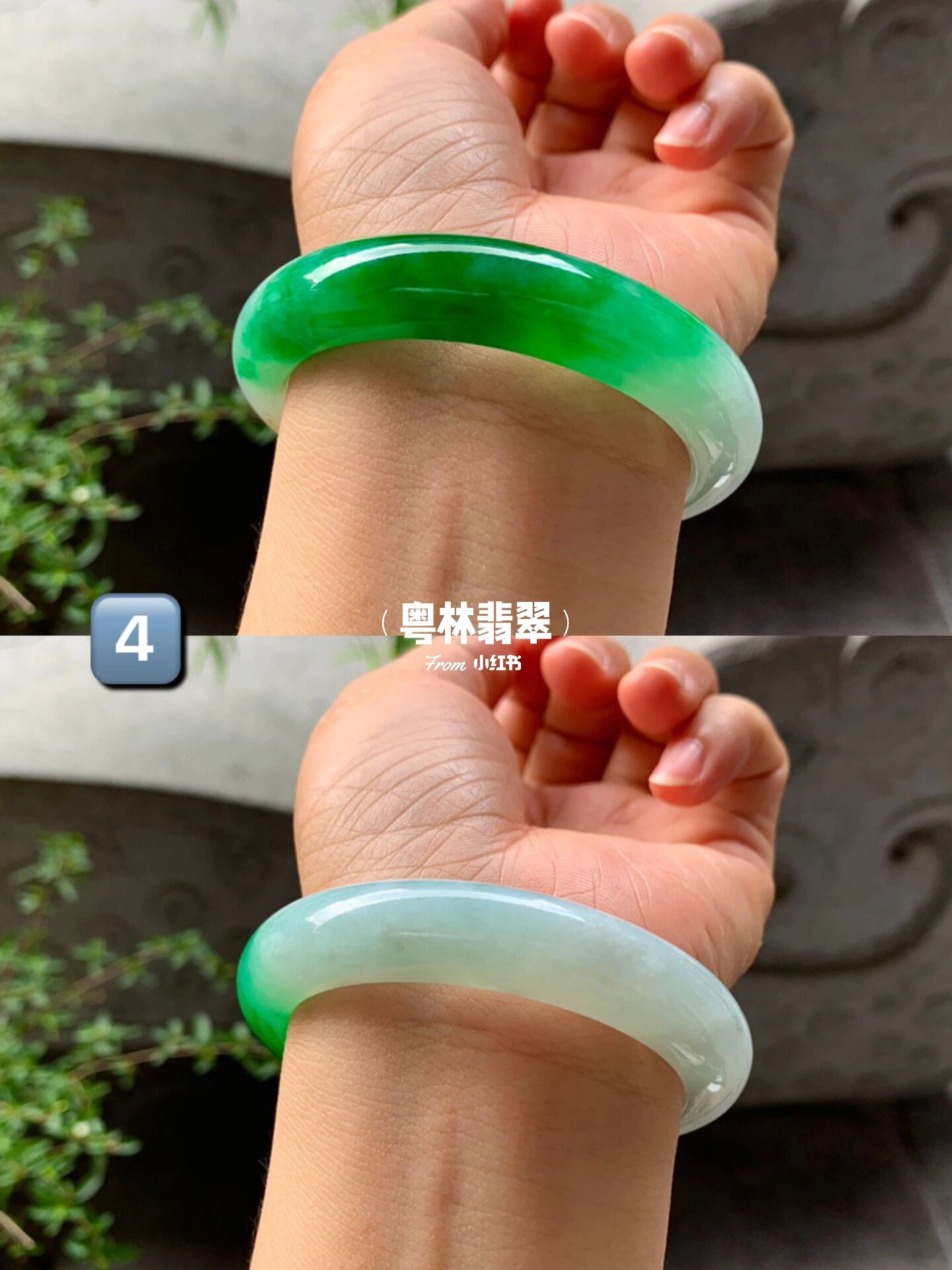 "明码标价"翡翠届的水墨丹青白底青翡翠手镯  16615圆条54 55可