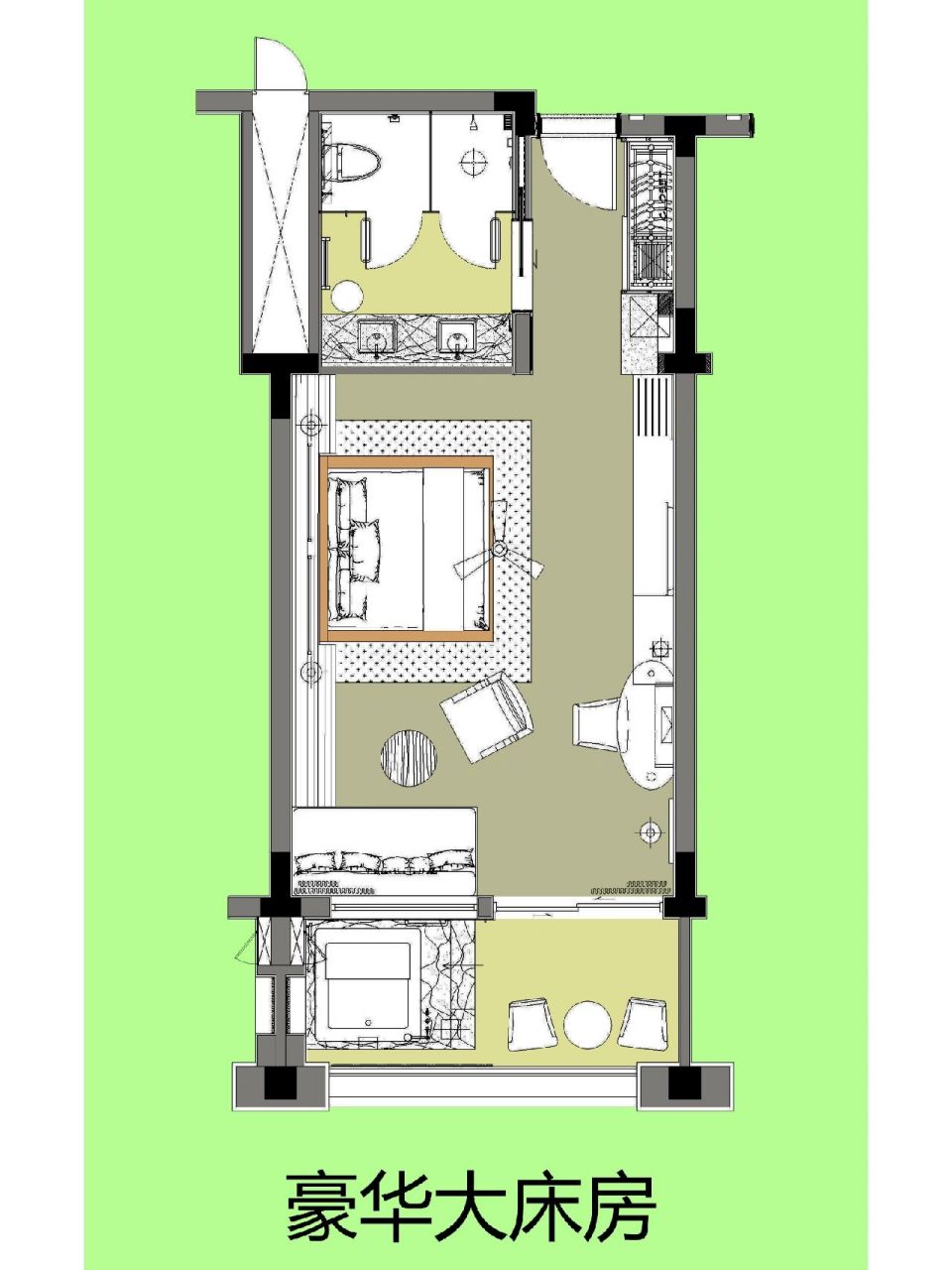 国际著名品牌五星级酒店客房平面设计图 凯宾斯基大酒店客房平面设计
