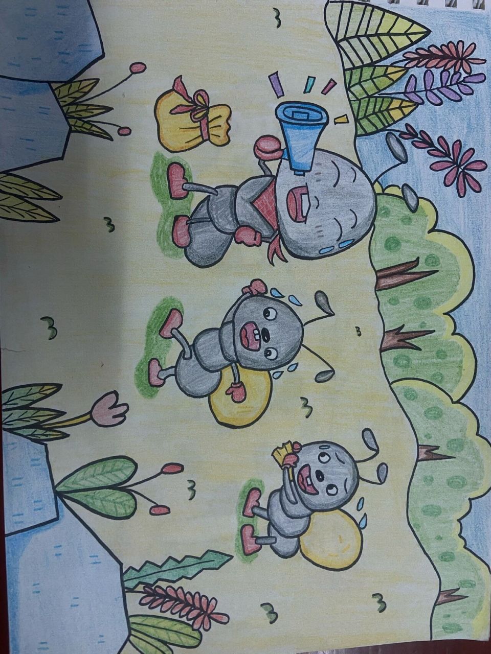 蚂蚁搬家简笔画