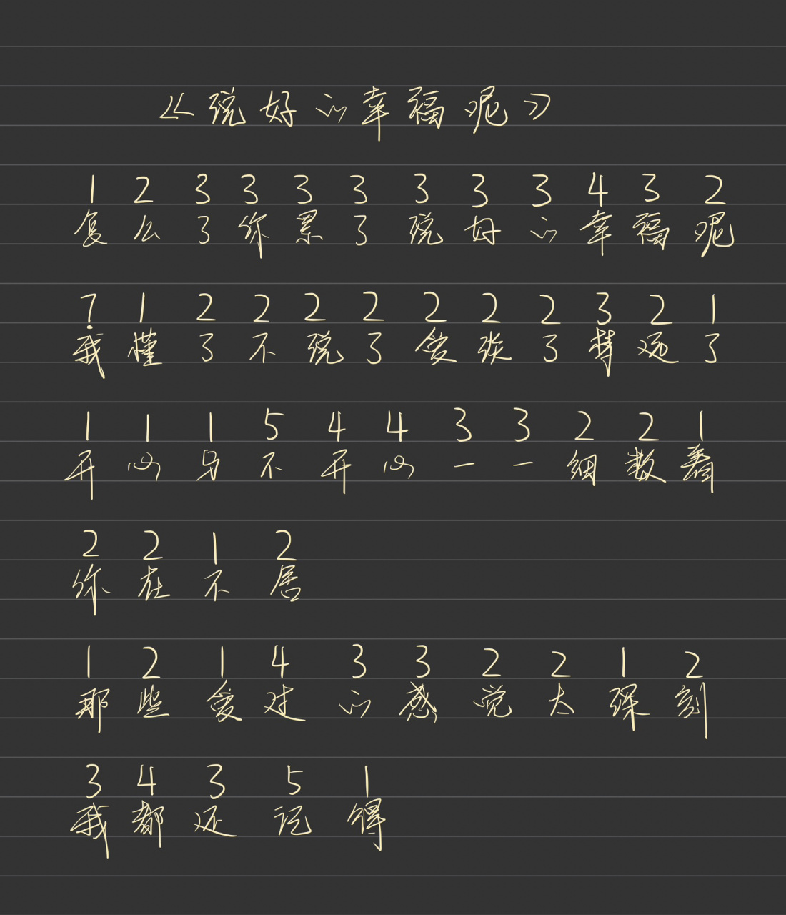 《说好的幸福呢》钢琴简谱 拇指琴