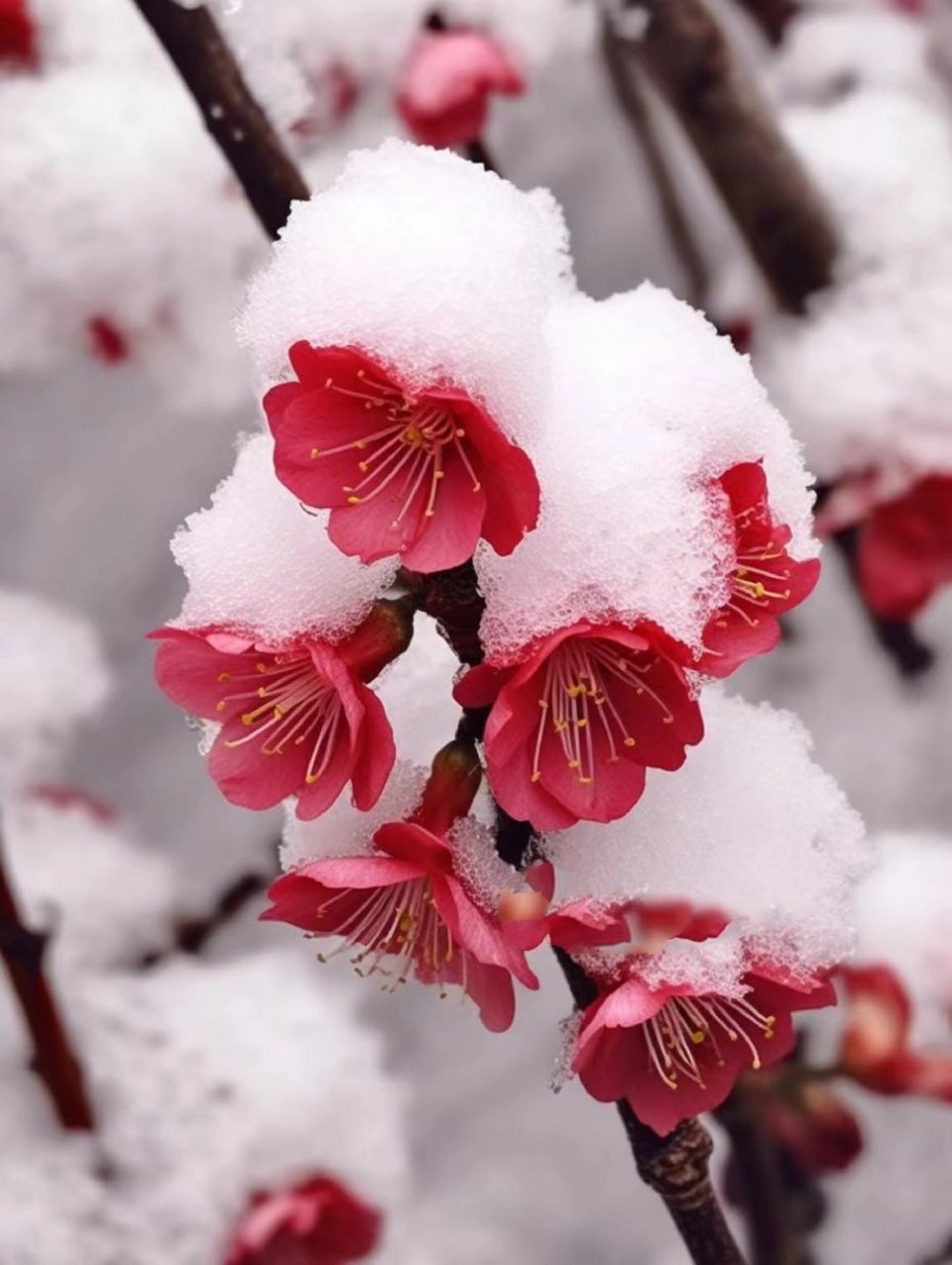 白雪红梅图片高清图片