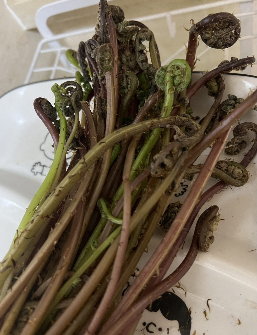 凉拌猴腿菜 92 pdd 买了北方野菜 ,叶杆上毛绒绒 	 焯水 - 按自己