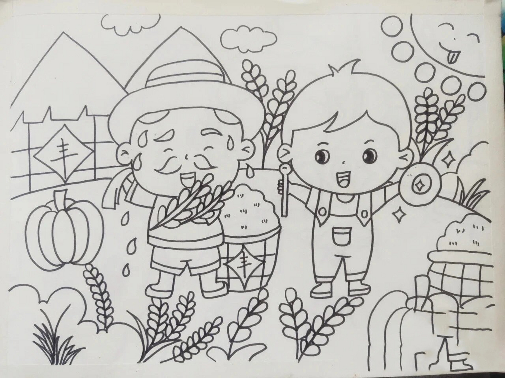珍惜粮食绘画