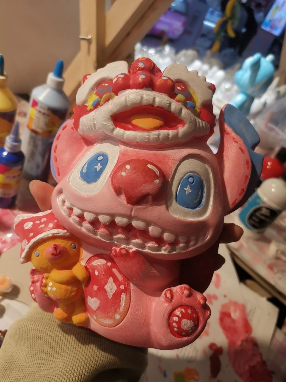 狮子头史迪奇石膏涂色9015 终于做了这件一直想做的事75 手太残