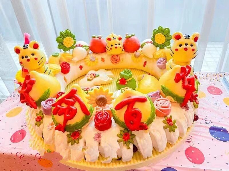 呼和浩特百岁周岁12岁圆锁面圈面锁中式蛋糕