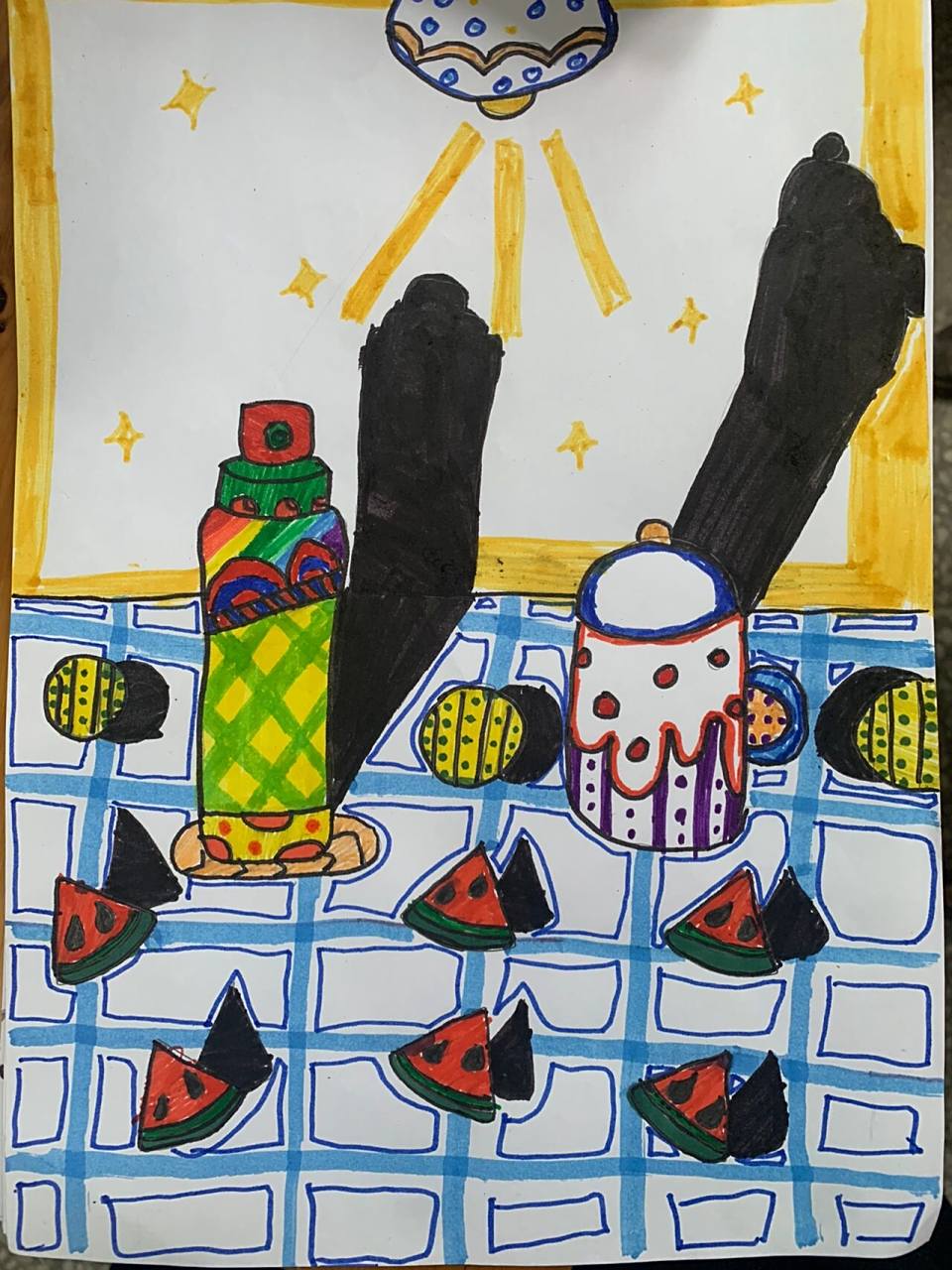 人美版美术二年级下《画影子》 学生课堂作品