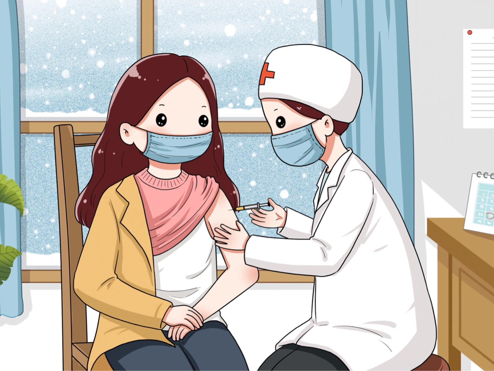 抗疫插画|一起打疫苗了
