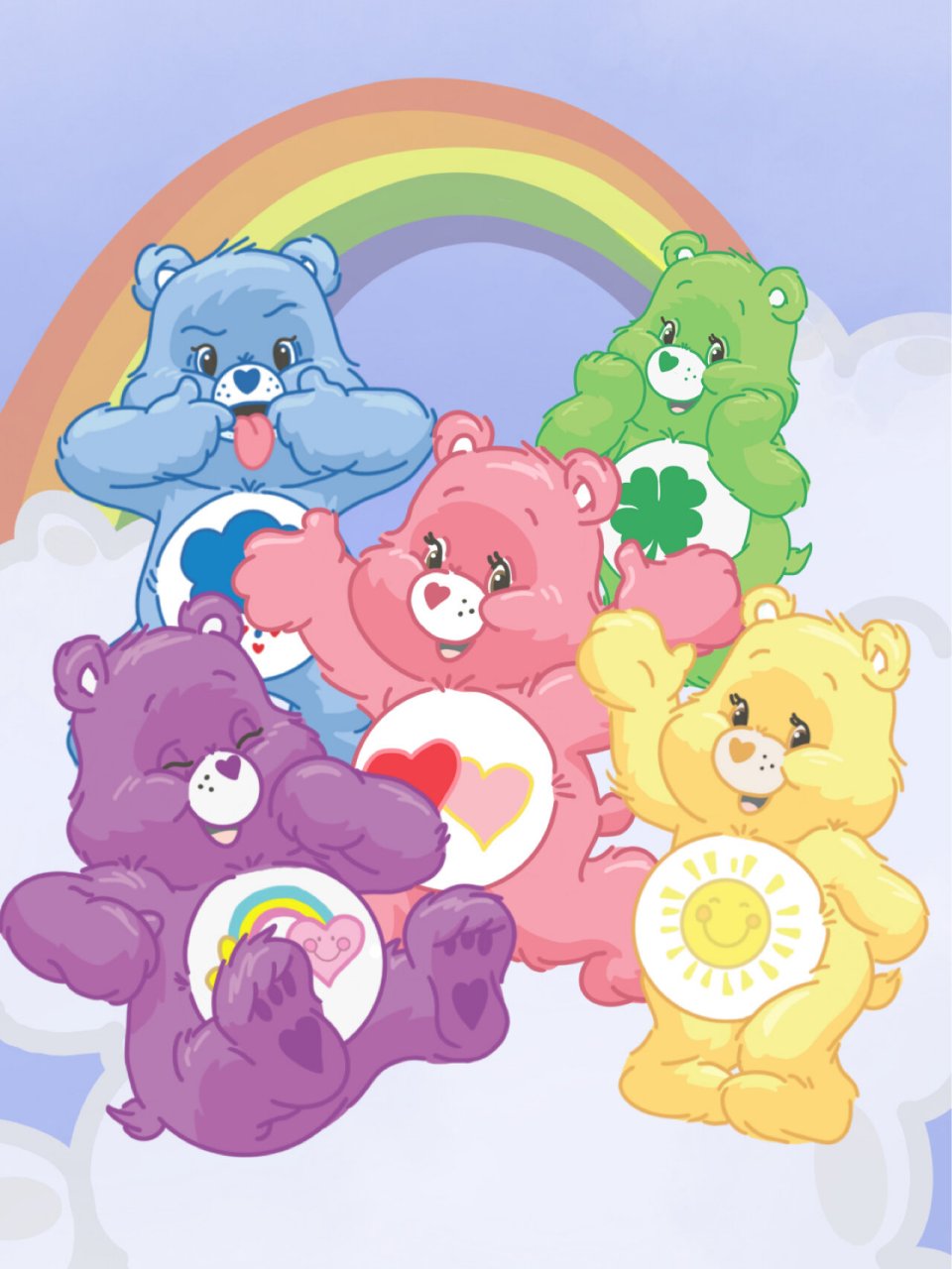 96 住在云朵上的小萌熊 9778987890 彩色爱心熊卡通壁纸