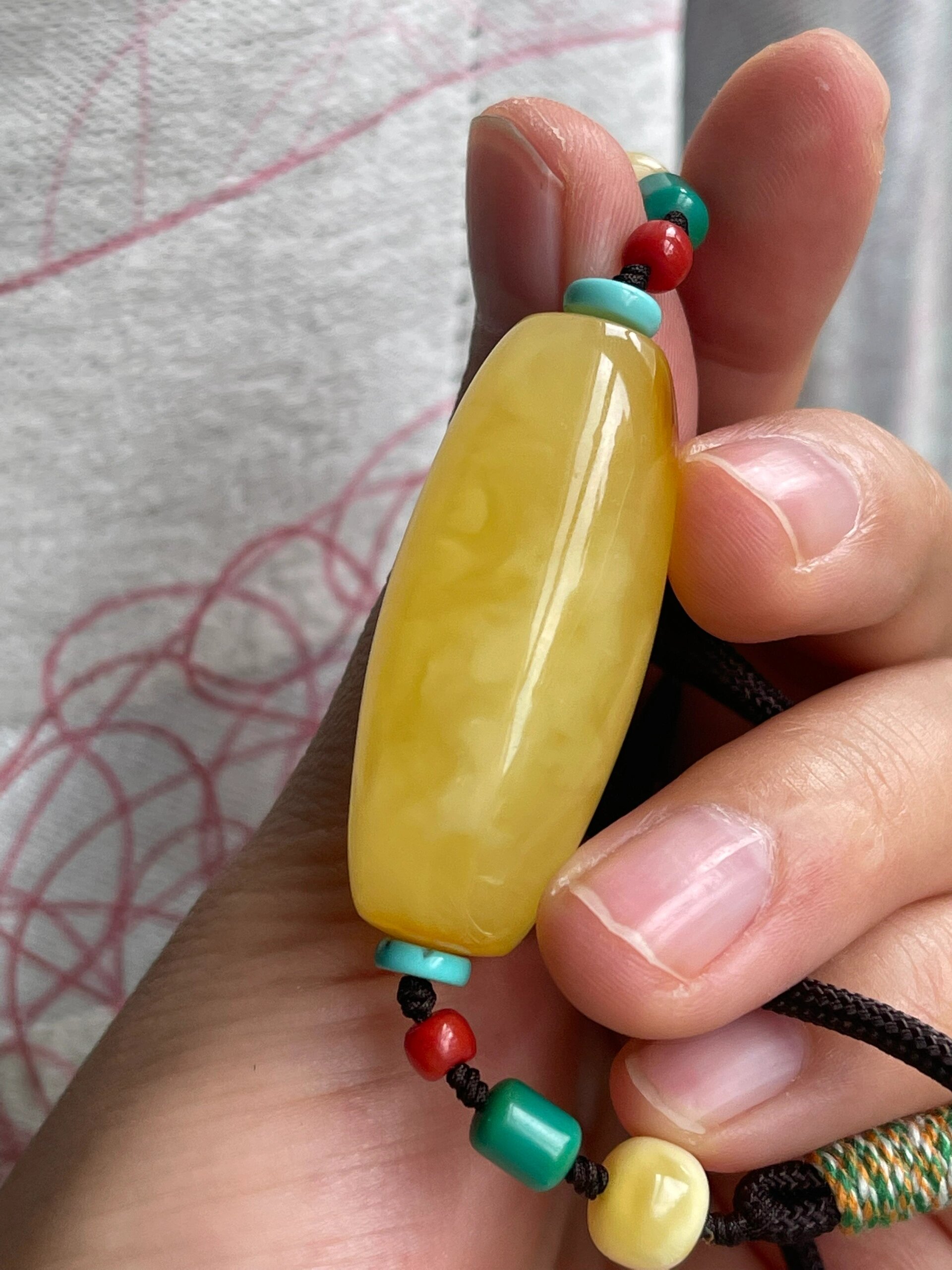 蜜蜡天珠锁骨项链