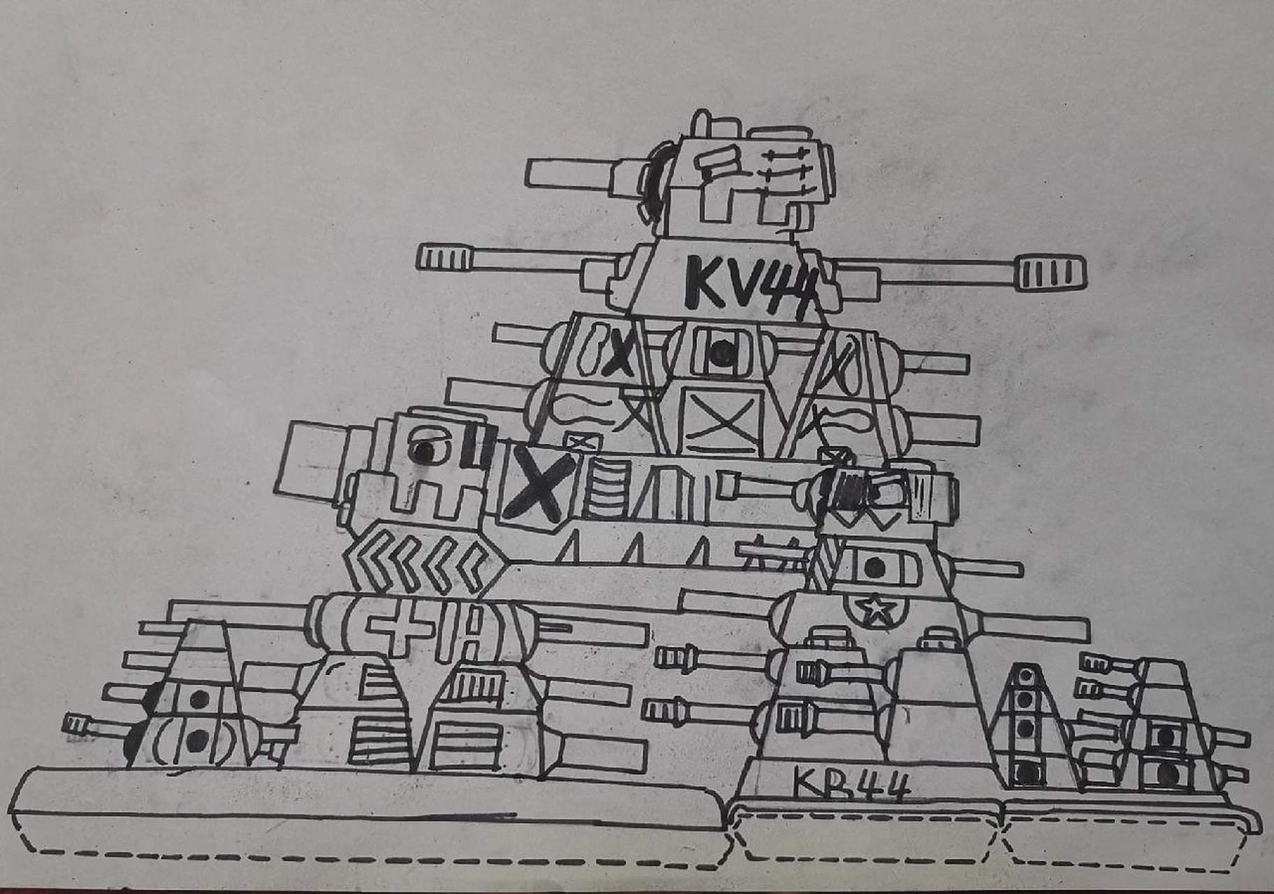 脏脏的kv44 勾线笔粗头画的,画的时候没注意,蹭的脏脏的.