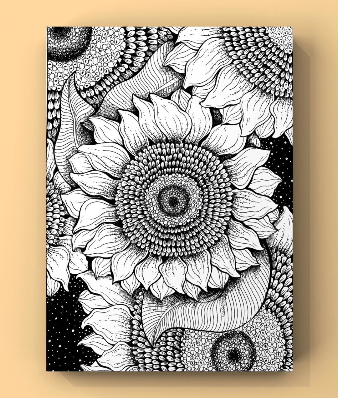 【黑白线描装饰画】