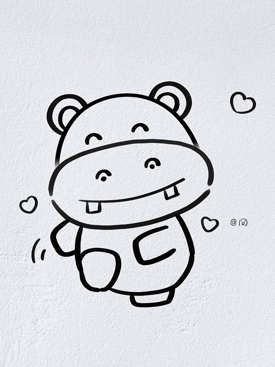 动物简笔画之可爱的小河马(内附过程图)