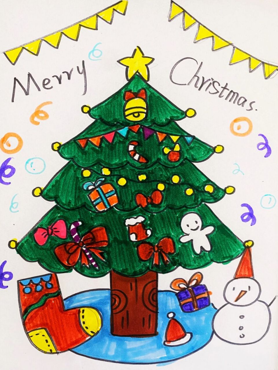 儿童画圣诞树的画法图片