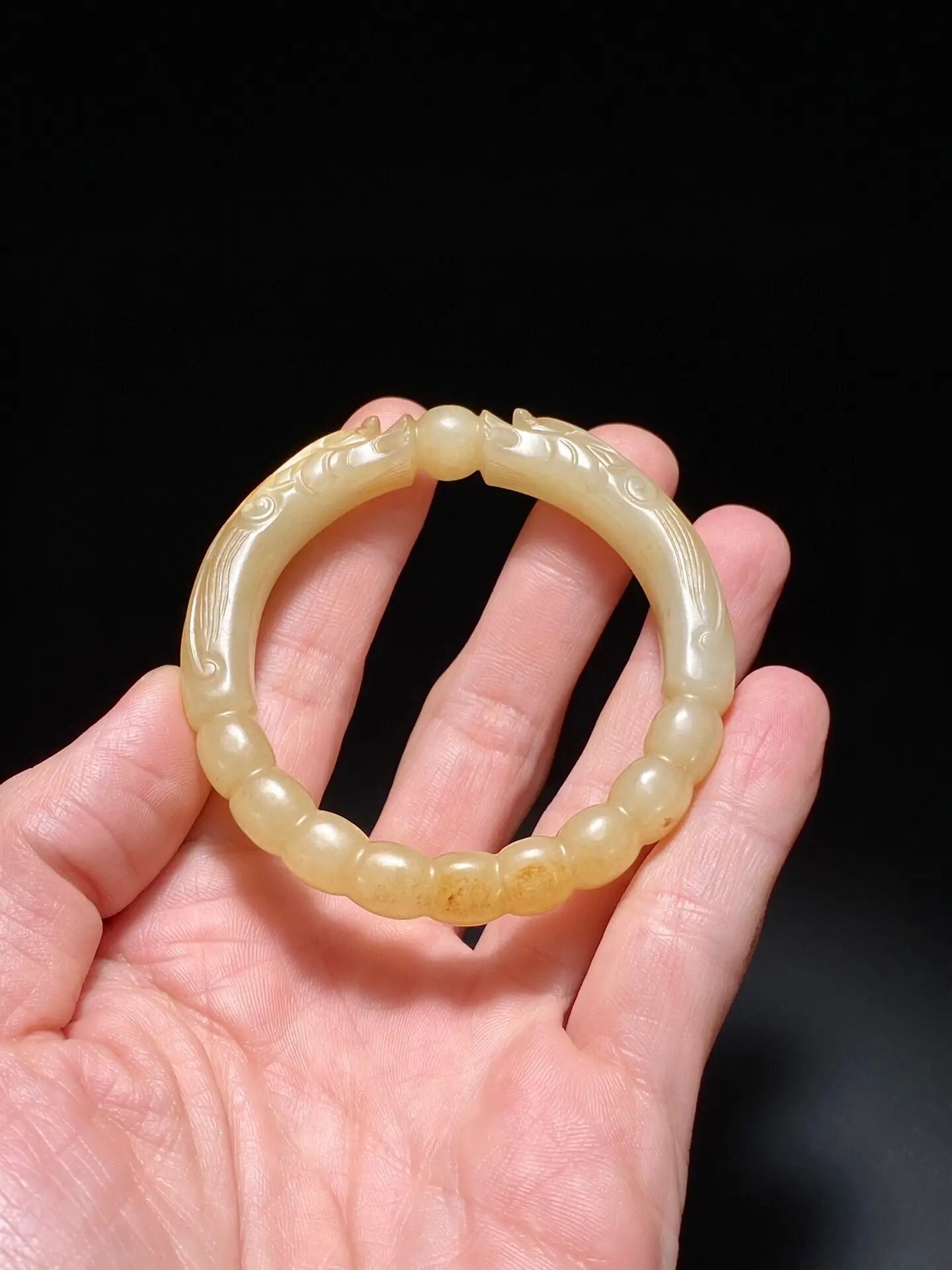 🔥 收藏级 明代和田玉 二龙戏珠 手镯